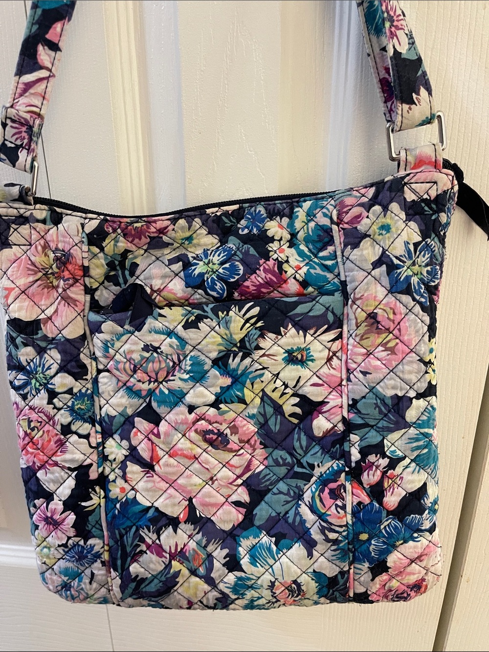 Vera Bradley Floral Quilted Crossbody in Navy, Teal & Pink - Picture 3 of 4